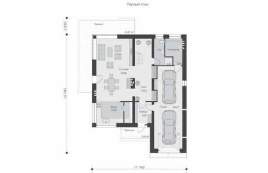 Проект индивидуального  двухэтажного  жилого дома