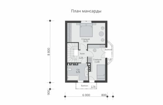 Проект одноэтажного жилого дома с мансардой